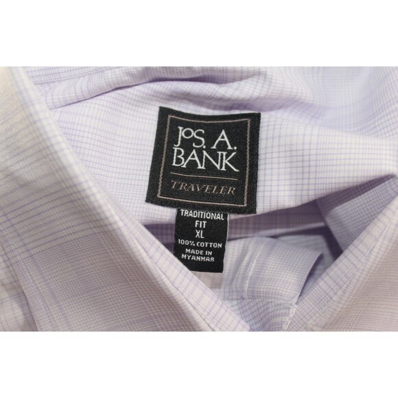 JoS A Bank Men's Travelers SS Button Down Shirt Lavender Subtle Grid Weave XL - Picture 4 of 4